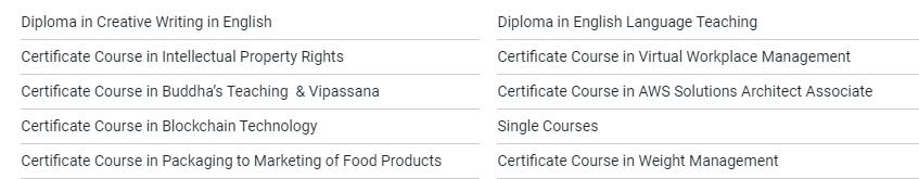 Symbiosis University distance education diploma & certificate courses list