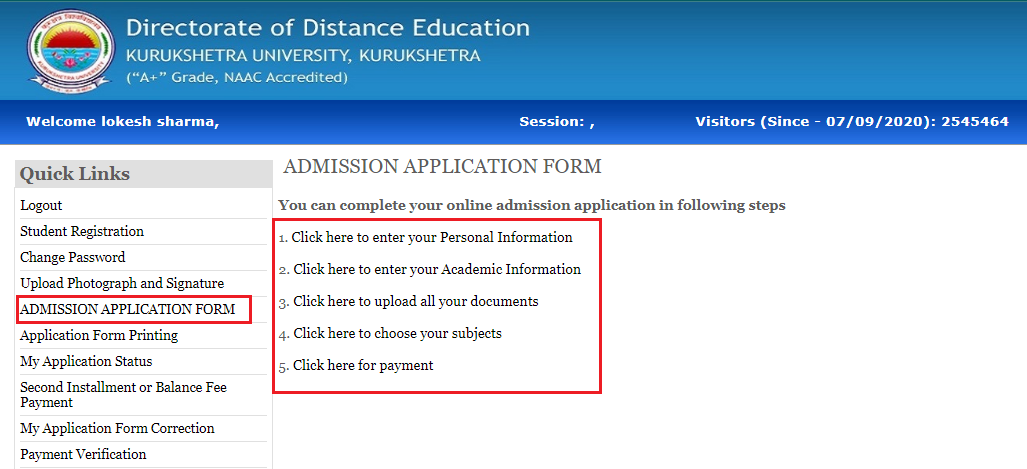 kuk dde admission application form 2022